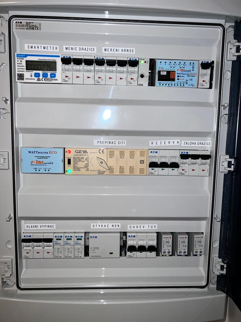 Rozvaděč k fotovoltaice. Praha Kbely.